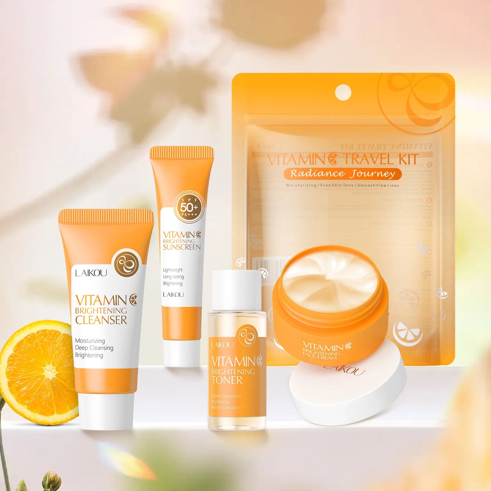Kit Vitamina C LAIKOU 4pz - Routine Giorno Completa: Detergente + Tonico + Crema + SPF 50 | Scelta Top