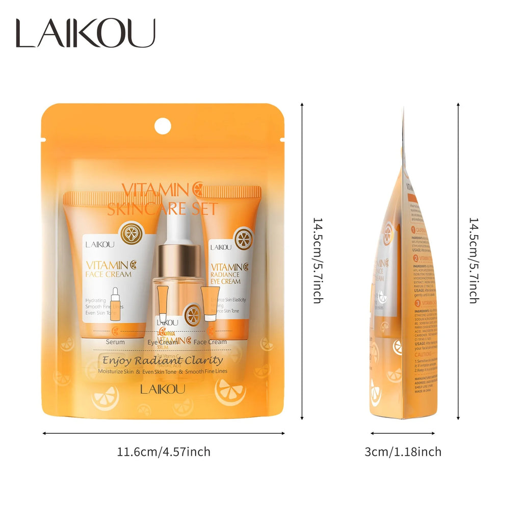 Kit Vitamina C LAIKOU Spa 3pz - Trattamento Illuminante Viso: Detergente + Siero + Crema | Scelta Top