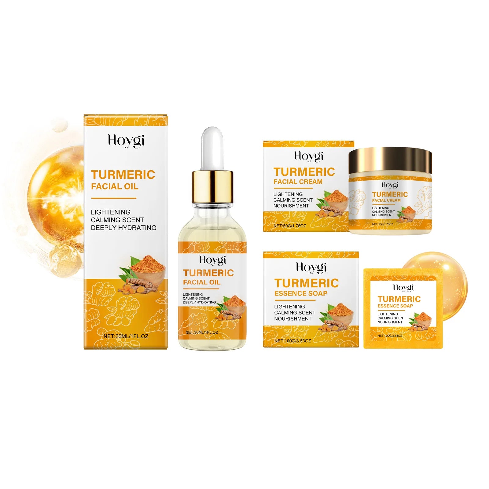 Kit Curcuma HOYGI 3pz - Olio + Crema + Sapone Anti-Macchie, Anti-Acne, Luminosità Ayurveda | Scelta Top