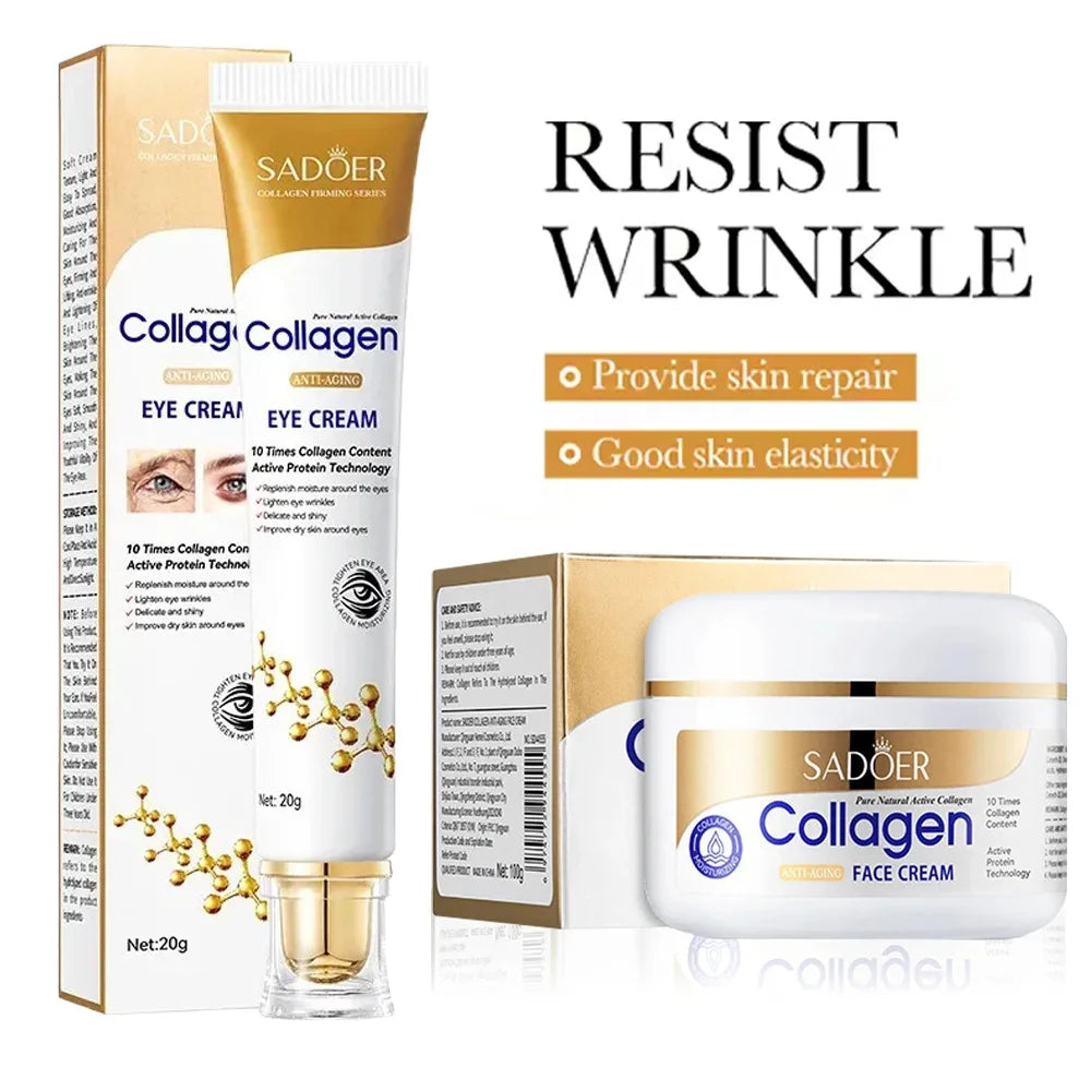 Kit Collagene SADOER - Crema Viso + Crema Occhi Anti-Rughe, Anti-Occhiaie, Rassodante | Scelta Top