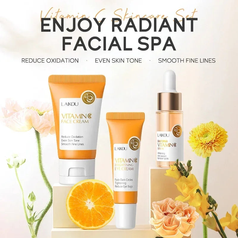 Kit Vitamina C LAIKOU Spa 3pz - Trattamento Illuminante Viso: Detergente + Siero + Crema | Scelta Top