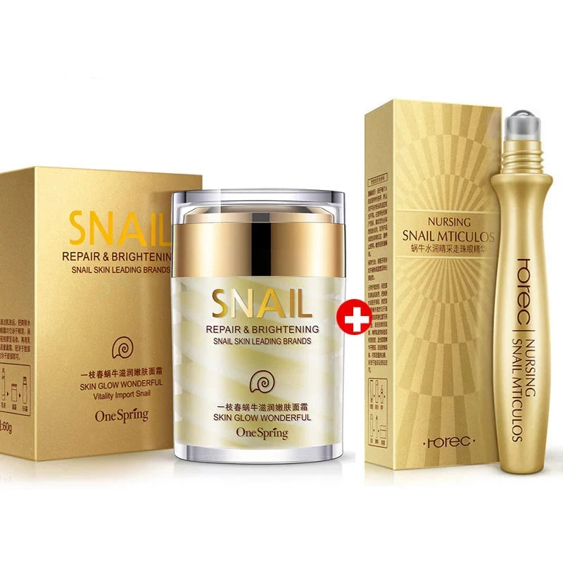 Kit Lumaca Duo - Crema Viso 60ml + Roll-On Occhi 15ml Riparatore Anti-Età Bava di Lumaca | Scelta Top