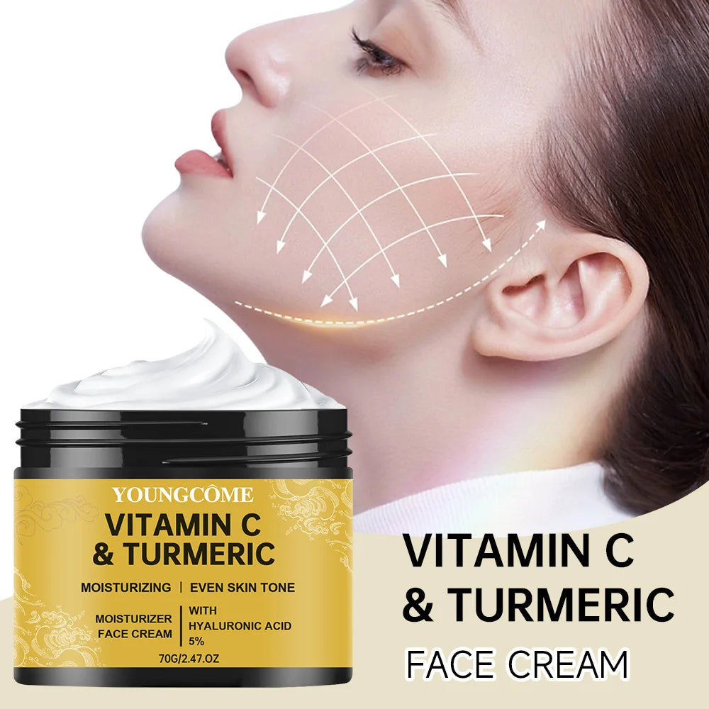 Crema Viso Vitamina C & Curcuma - Illuminante Anti-Macchie, Whitening Naturale Unisex | Scelta Top