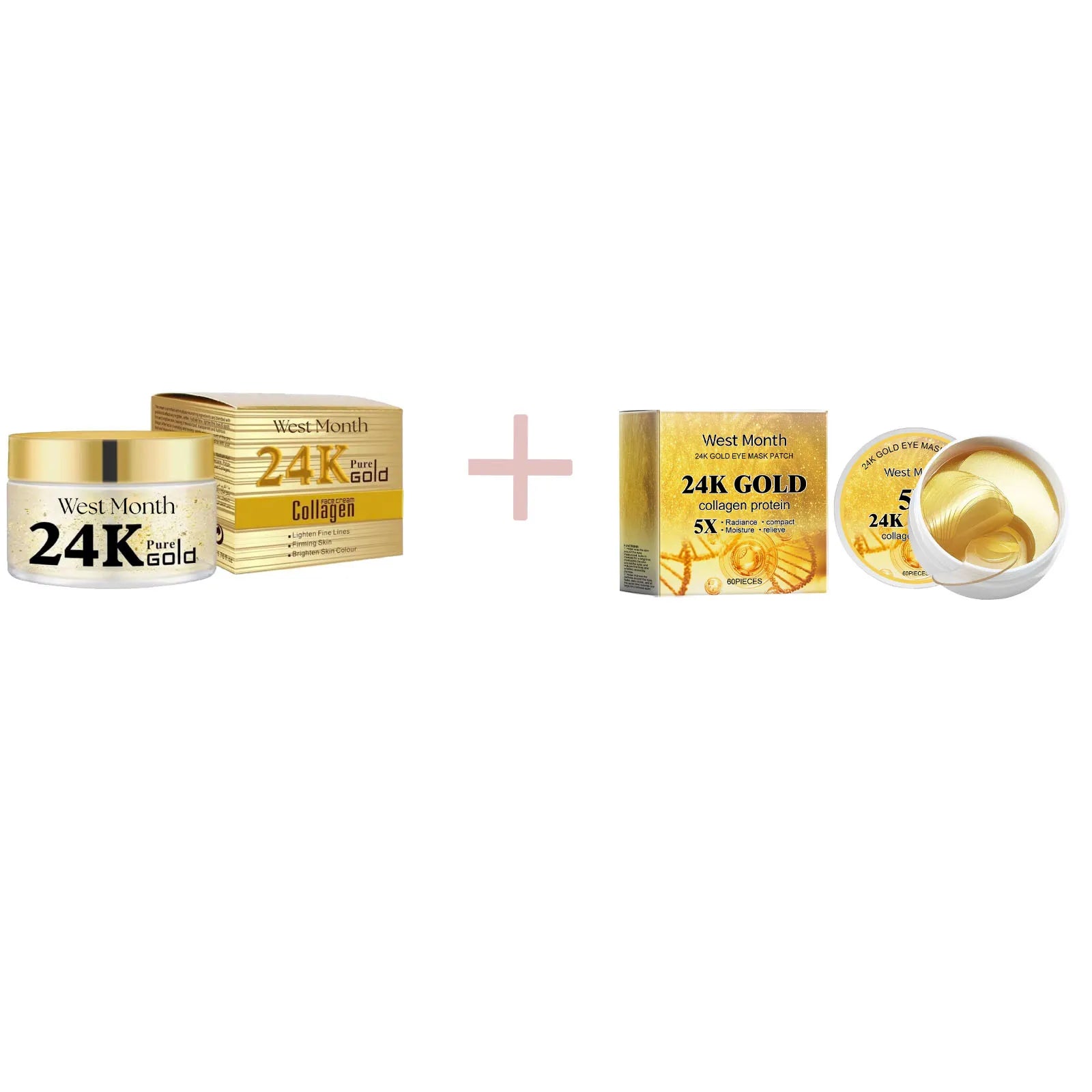 Kit Oro 24K West&Month - Set Completo Anti-Età Viso + Occhi: Siero, Crema, Patch Occhiaie | Scelta Top