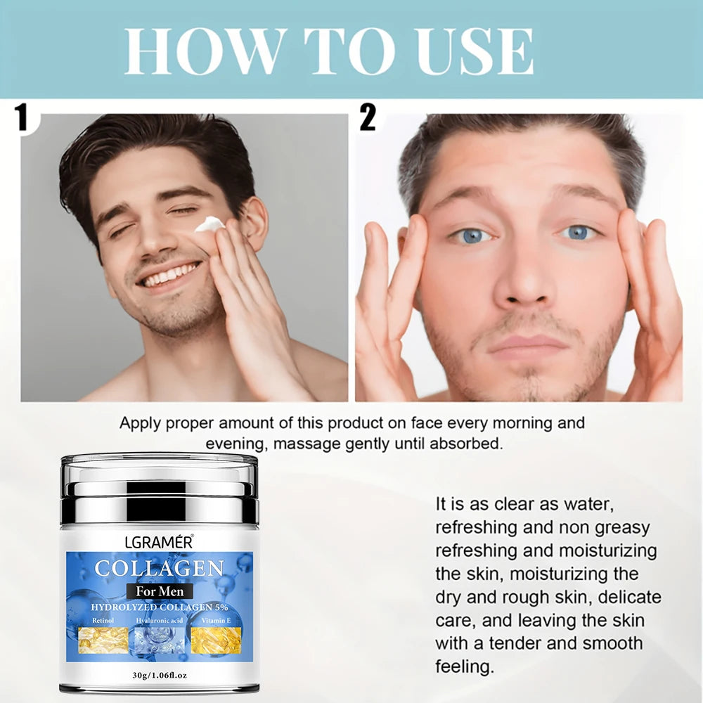 Crema Uomo Collagene Rassodante Viso e Collo - Anti-Età Idratazione 24H | Scelta Top