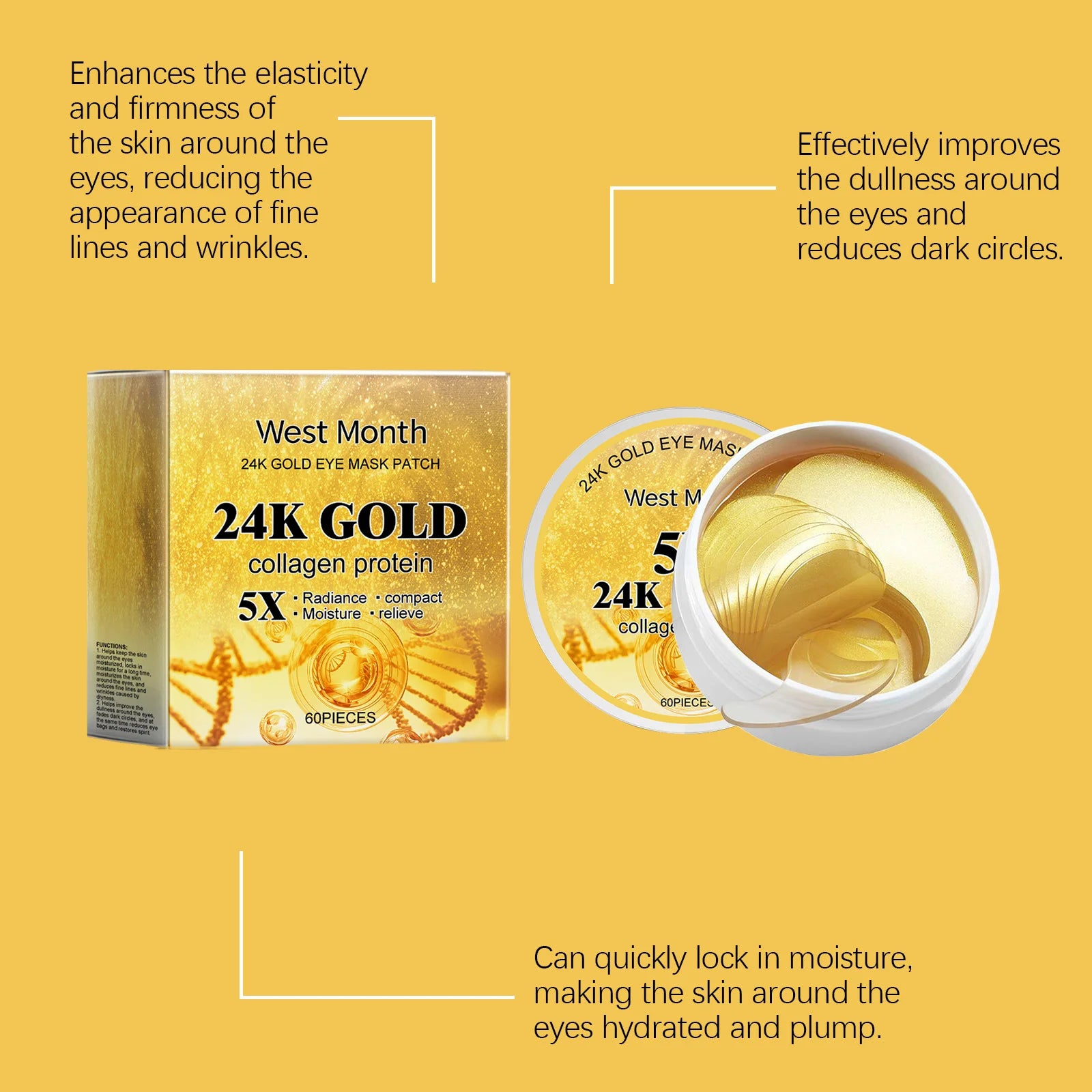 Kit Oro 24K West&Month - Set Completo Anti-Età Viso + Occhi: Siero, Crema, Patch Occhiaie | Scelta Top