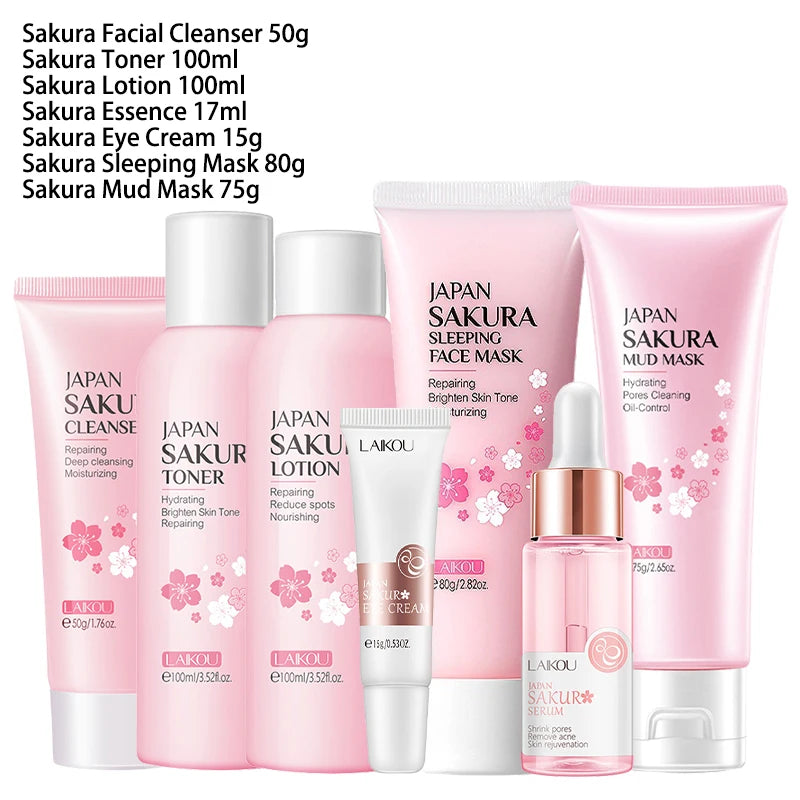 Kit Viso Completo Sakura 9pz LAIKOU - Routine Giapponese Anti-Età SPF 50