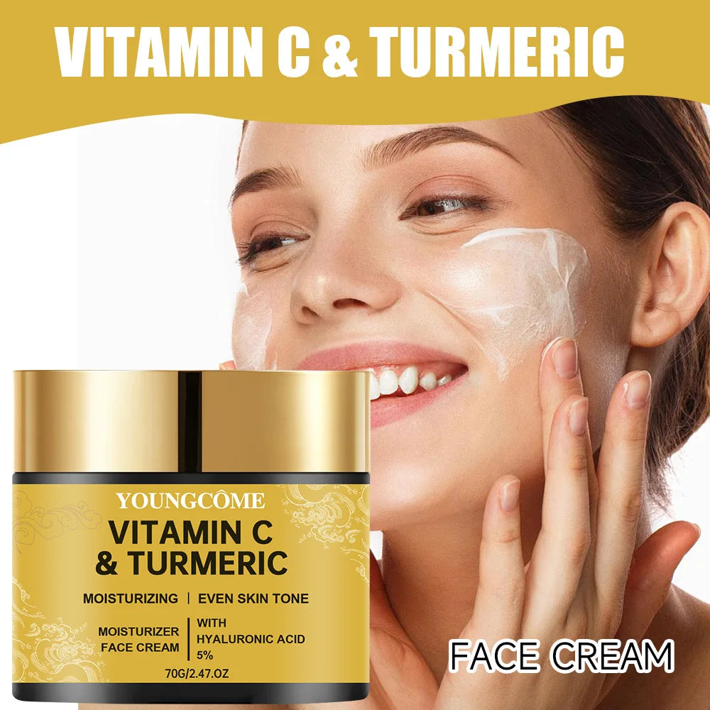 Crema Viso Vitamina C & Curcuma - Illuminante Anti-Macchie, Whitening Naturale Unisex | Scelta Top