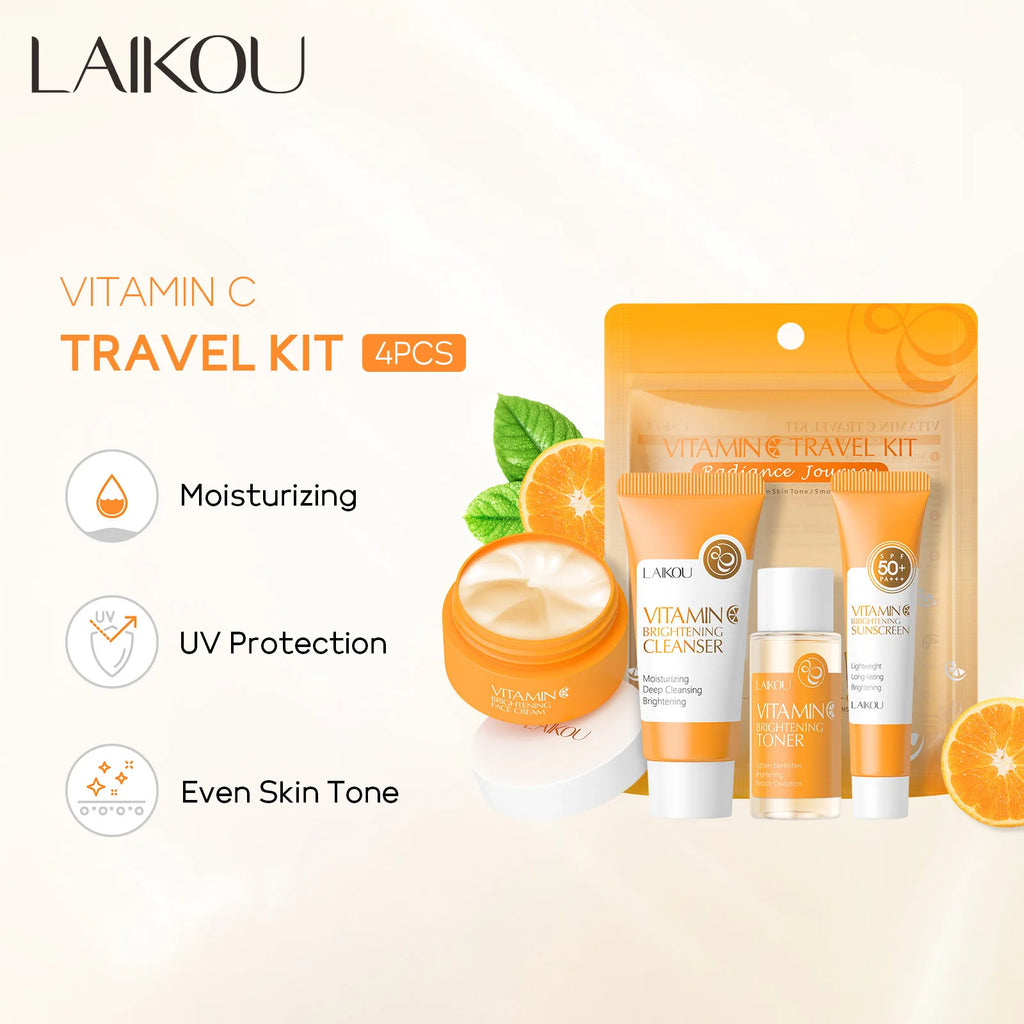 Kit Vitamina C LAIKOU 4pz - Routine Giorno Completa: Detergente + Tonico + Crema + SPF 50 | Scelta Top