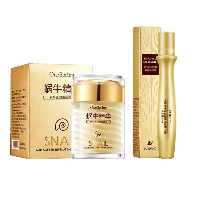 Kit Bava di Lumaca + Collagene OneSpring - Crema Viso + Roller Occhi Anti-Rughe Riparatore | Scelta Top