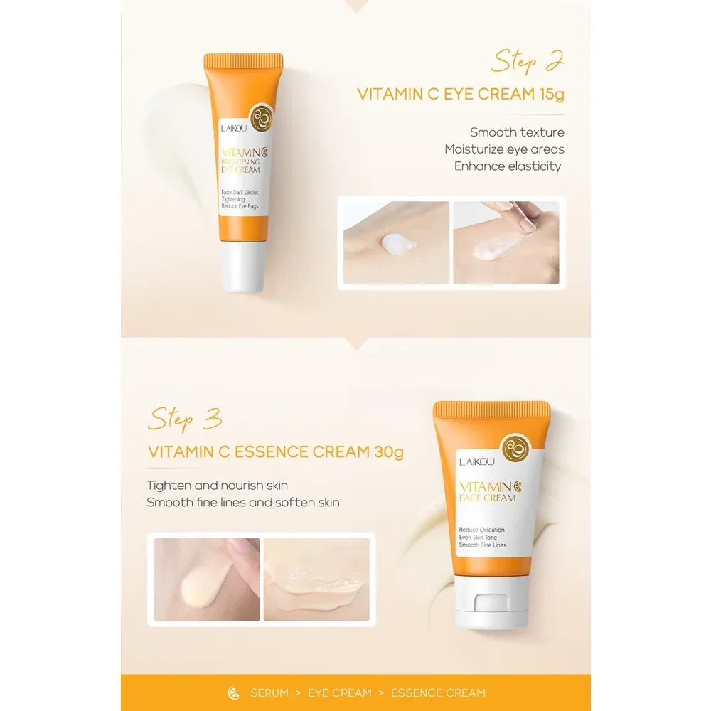 Kit Vitamina C LAIKOU Spa 3pz - Trattamento Illuminante Viso: Detergente + Siero + Crema | Scelta Top