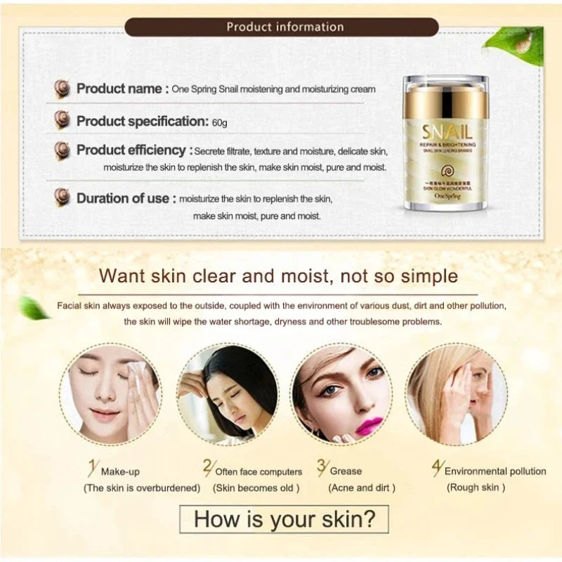 Kit Bava di Lumaca + Collagene OneSpring - Crema Viso + Roller Occhi Anti-Rughe Riparatore | Scelta Top