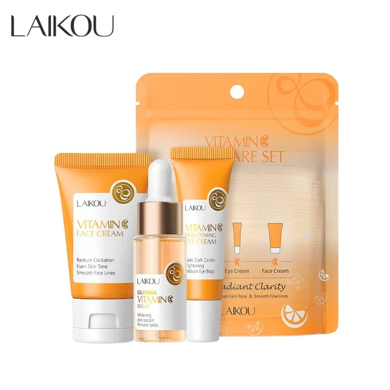 Kit Vitamina C LAIKOU Spa 3pz - Trattamento Illuminante Viso: Detergente + Siero + Crema | Scelta Top