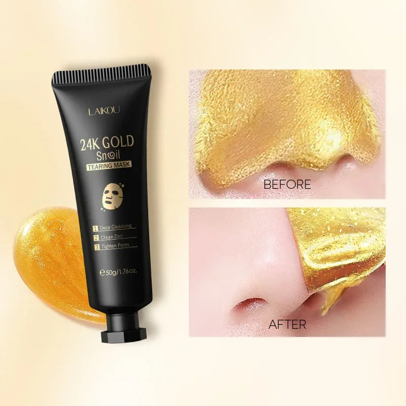 Maschera Peel-Off Oro 24K + Sakura LAIKOU - Anti-Punti Neri, Schiarente, Effetto Lifting Immediato | Scelta Top