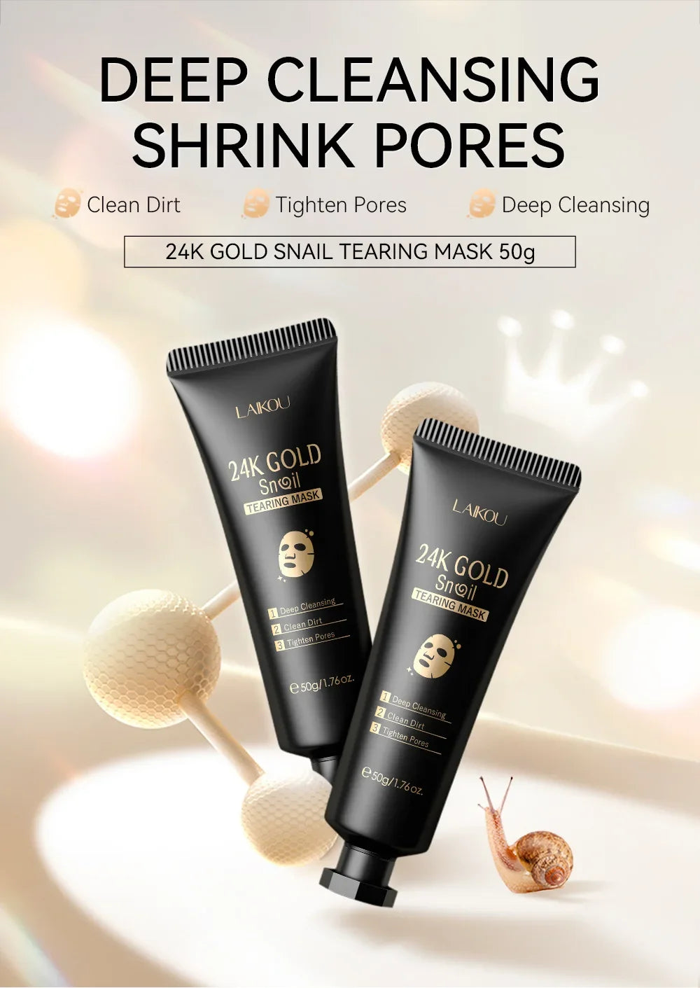 Maschera Peel-Off Oro 24K + Sakura LAIKOU - Anti-Punti Neri, Schiarente, Effetto Lifting Immediato | Scelta Top