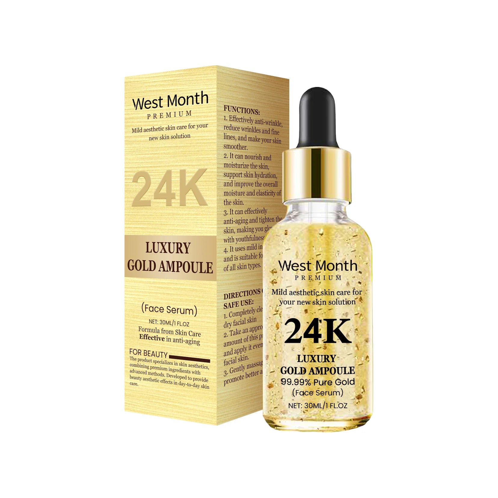 Kit Oro 24K West&Month - Set Completo Anti-Età Viso + Occhi: Siero, Crema, Patch Occhiaie | Scelta Top