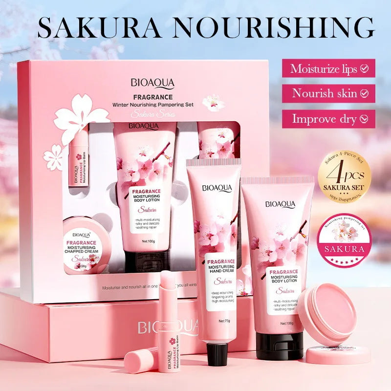 Kit Corpo Sakura Lozione Nutriente Giapponese - Pelle di Seta 72H