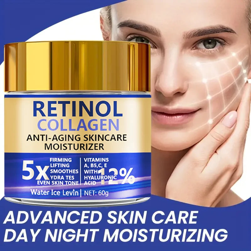 Crema Retinolo 2% + Collagene 5x Advanced - Anti-Rughe Giorno e Notte, Rassodante Unisex 60g | Scelta Top