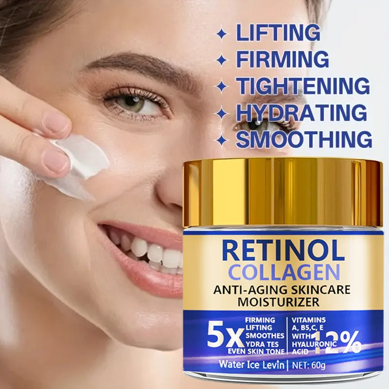 Crema Retinolo 2% + Collagene 5x Advanced - Anti-Rughe Giorno e Notte, Rassodante Unisex 60g | Scelta Top