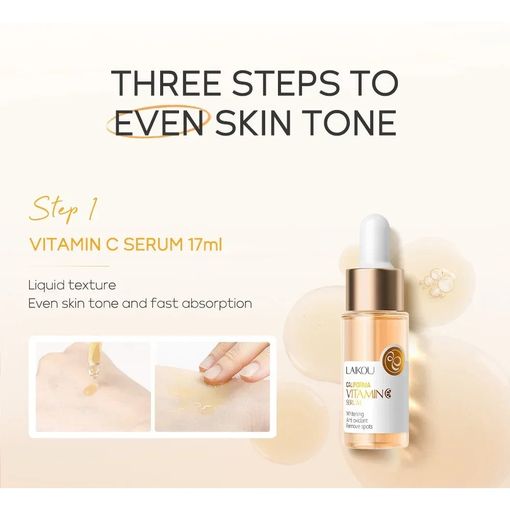 Kit Vitamina C LAIKOU Spa 3pz - Trattamento Illuminante Viso: Detergente + Siero + Crema | Scelta Top