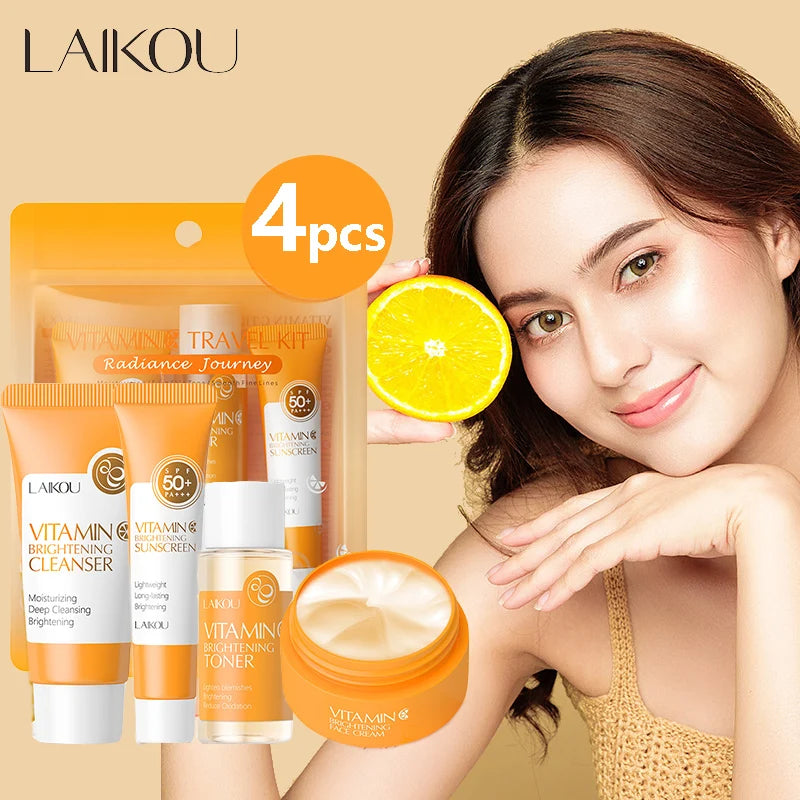 Kit Vitamina C LAIKOU 4pz - Routine Giorno Completa: Detergente + Tonico + Crema + SPF 50 | Scelta Top