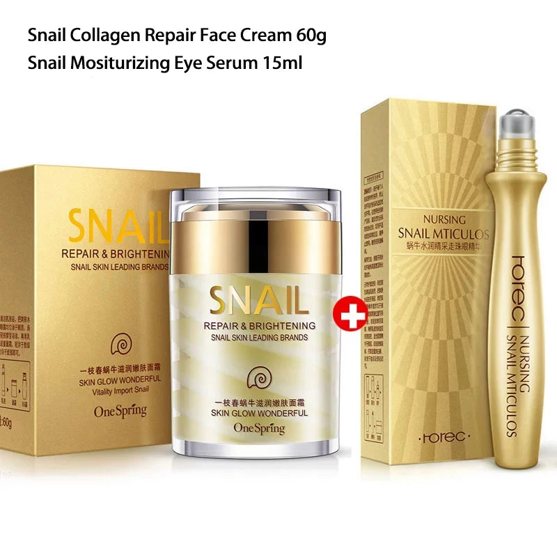Kit Lumaca Duo - Crema Viso 60ml + Roll-On Occhi 15ml Riparatore Anti-Età Bava di Lumaca | Scelta Top
