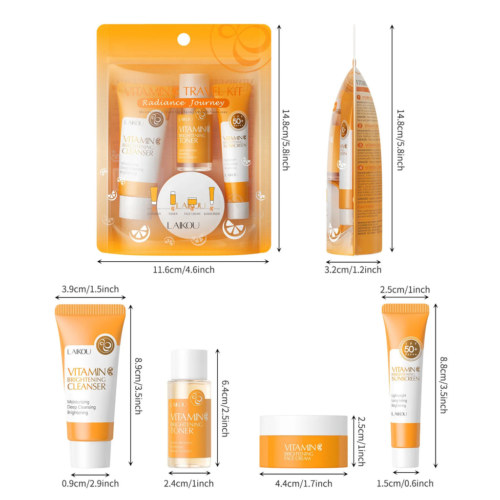 Kit Vitamina C LAIKOU 4pz - Routine Giorno Completa: Detergente + Tonico + Crema + SPF 50 | Scelta Top