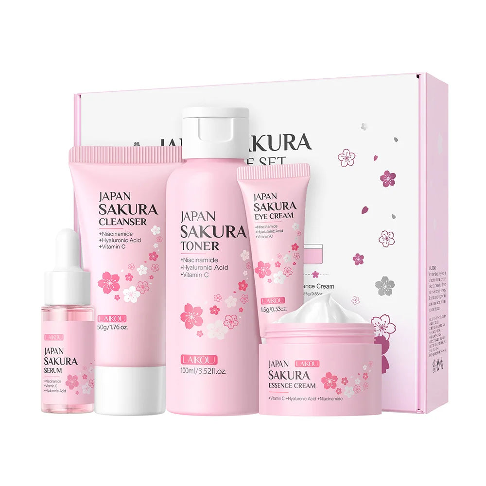 Kit LAIKOU Sakura 5pz - Routine Giapponese Detersione & Idratazione Completa