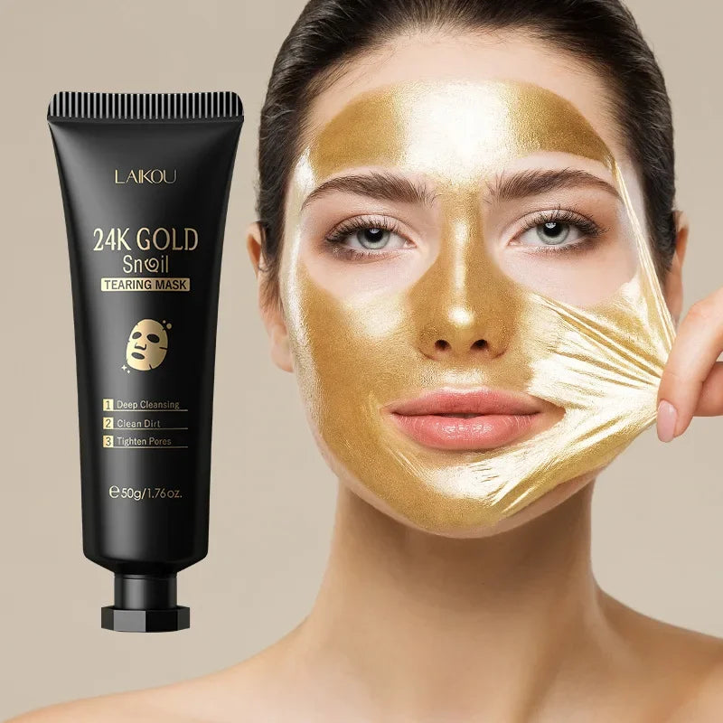 Maschera Peel-Off Oro 24K + Sakura LAIKOU - Anti-Punti Neri, Schiarente, Effetto Lifting Immediato | Scelta Top